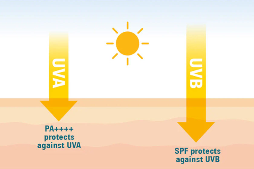 Comparison shot of SPF and PA